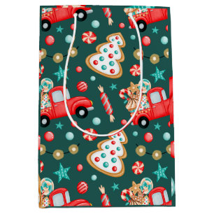 Personalized Merry Christmas Watercolor  Medium Gift Bag