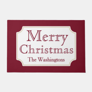 Personalized Merry Christmas Welcome Doormat Rug