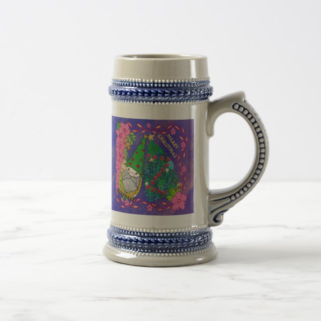 PERSONALIZED MERRY CHRISTMAS WITH GNOME XMAS TREE BEER STEIN (Right)