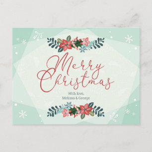 Personalized Merry Christmas with Love Floral Postcard