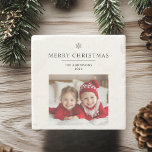 "Personalized Merry Christmas with Photo & Name Stone Coaster<br><div class="desc">"Add a personal touch to your holiday gatherings with this Personalized Merry Christmas Coaster, complete with space for a custom photo and name. Ideal as a thoughtful gift or festive addition to your home decor, this coaster features a cheerful 'Merry Christmas' message, making it a wonderful keepsake. Perfect for protecting...</div>