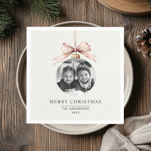 "Personalized Merry Christmas with Photo Napkin