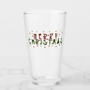 Personalized Merry Christmas with Red/Green Dots Glass
