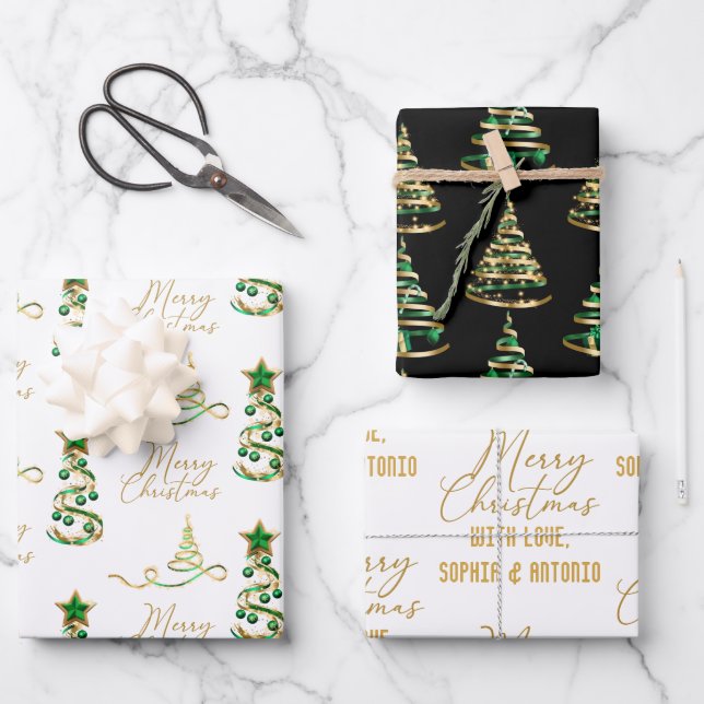 Personalized Merry Christmas Wrapping paper Sheets (Front)