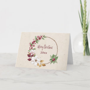 Personalized Merry Christmas Wreath with Year  Card