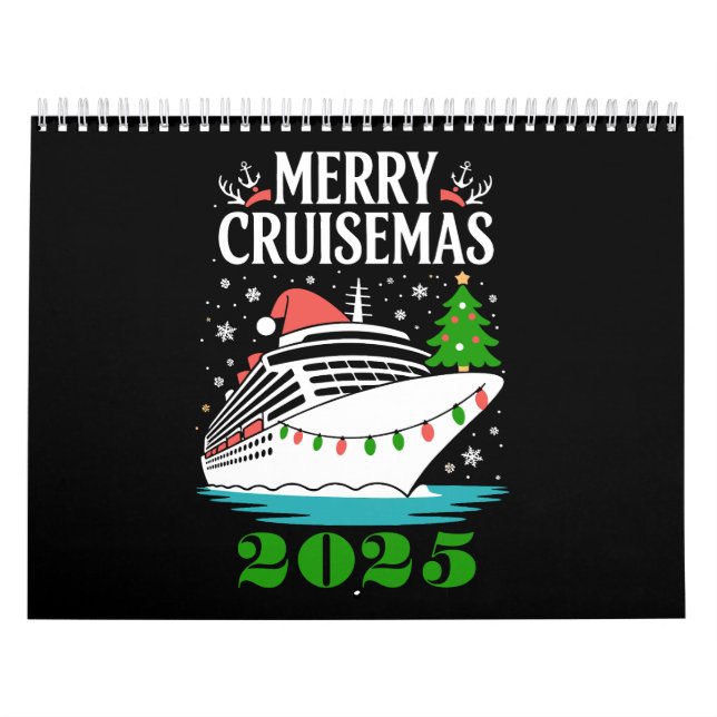 Personalized Merry Cruisemas Cruise Ship Family  Calendar (Cover)