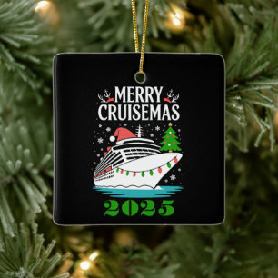 Personalized Merry Cruisemas Cruise Ship Family  Ceramic Ornament