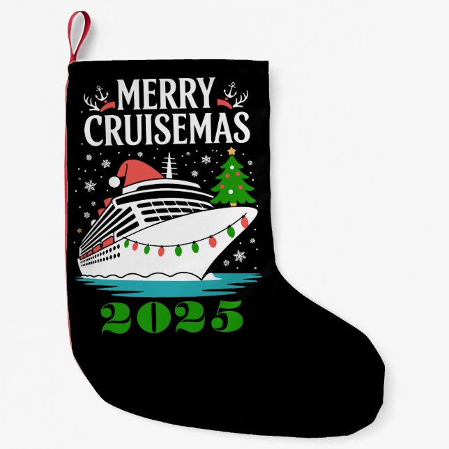 Personalized Merry Cruisemas Cruise Ship Family  Small Christmas Stocking (Front)