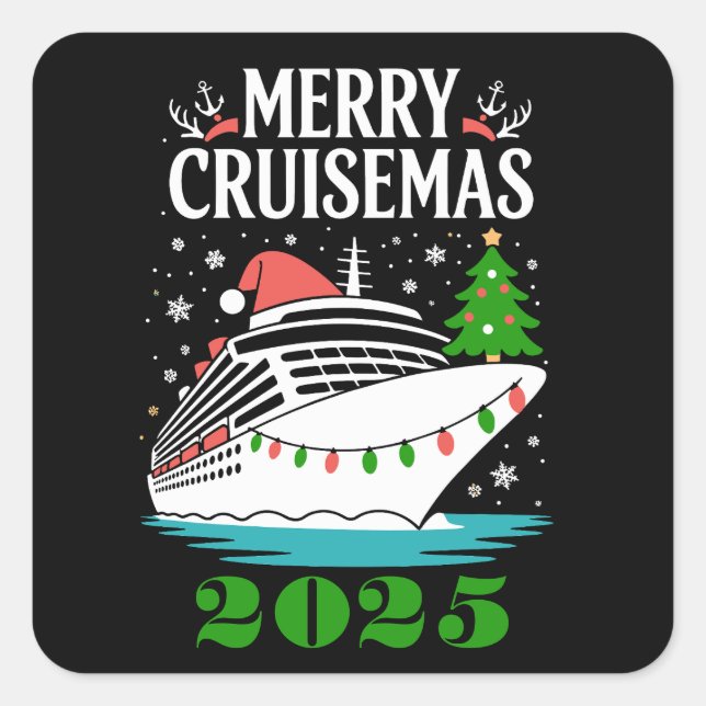 Personalized Merry Cruisemas Cruise Ship Family  Square Sticker (Front)