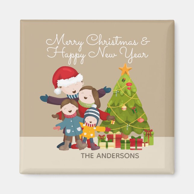 Personalized Merry Family Christmas | Magnet (Front)