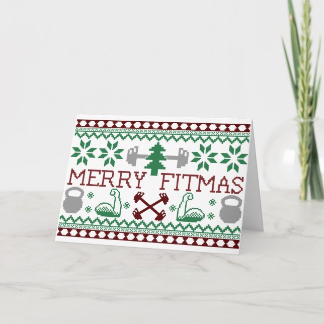 Personalized "Merry Fitmas" Card for Gym Fanatics (Front)