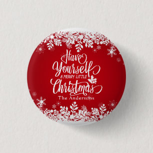 Personalized Merry Little Christmas Pin Button