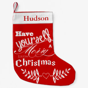 Personalized Merry Little Christmas Red White Small Christmas Stocking