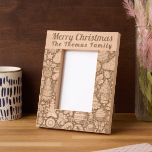 Personalized Merry Xmas Laser-Etched Wooden Frames