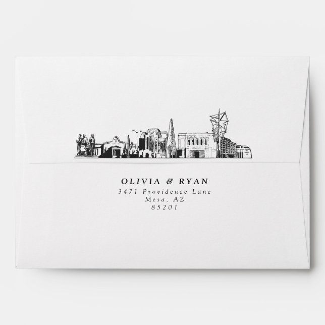 Personalized Mesa Arizona Skyline Sketch Envelope (Back (Top Flap))