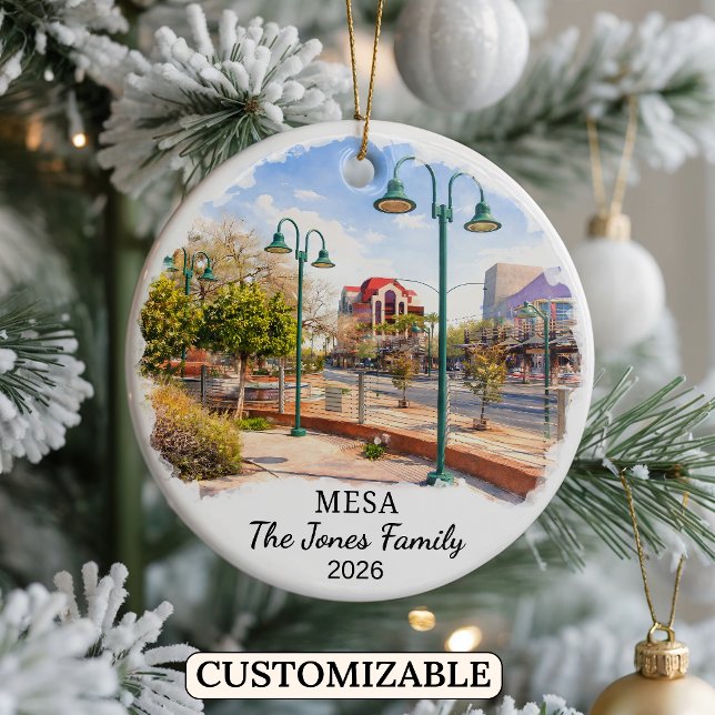 Personalized Mesa Ornament, Custom Arizona State Ceramic Ornament (Creator Uploaded)
