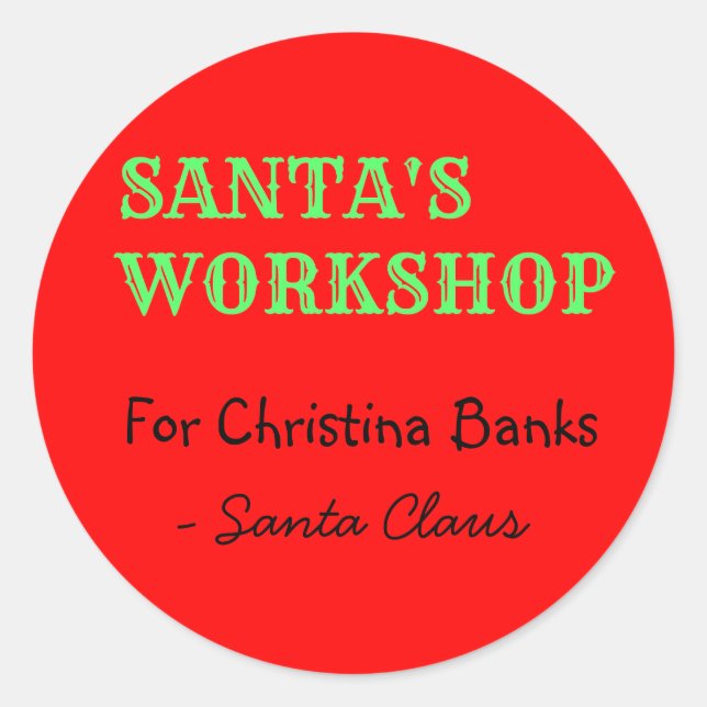 Personalized Message from Santa Claus Classic Round Sticker (Front)