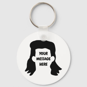 Personalized Message Funny Mullet Illustration Keychain