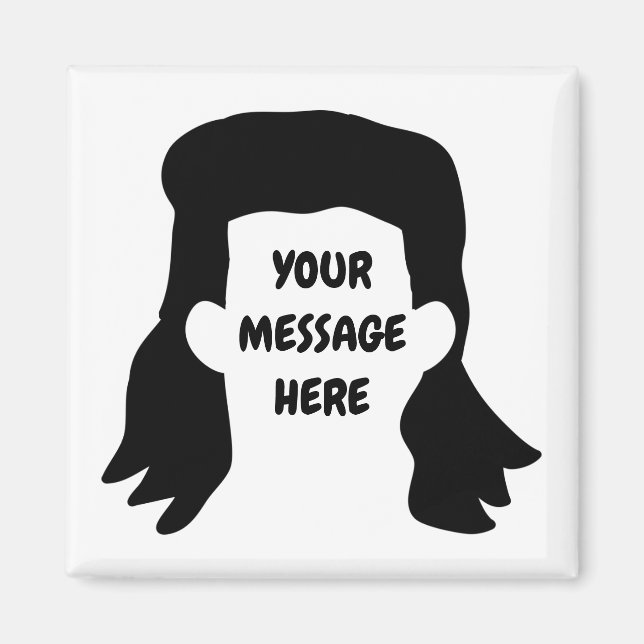 Personalized Message Funny Mullet Illustration Magnet (Front)