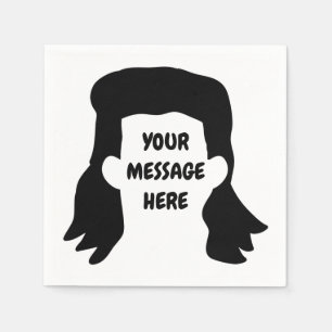Personalized Message Funny Mullet Illustration Napkin