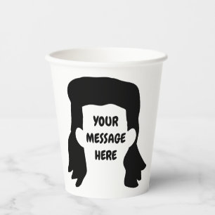 Personalized Message Funny Mullet Illustration Paper Cups