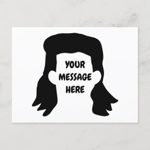 Personalized Message Funny Mullet Illustration Postcard