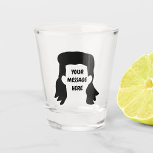 Personalized Message Funny Mullet Illustration Shot Glass