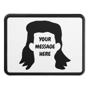 Personalized Message Funny Mullet Illustration Trailer Hitch Cover