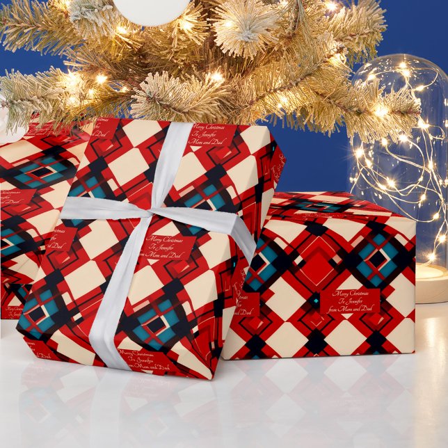 Personalized message on Christmas geometric Wrapping Paper (Creator Uploaded)