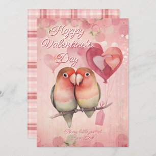 Personalized Message Parrot Animal Valentines Day Holiday Card
