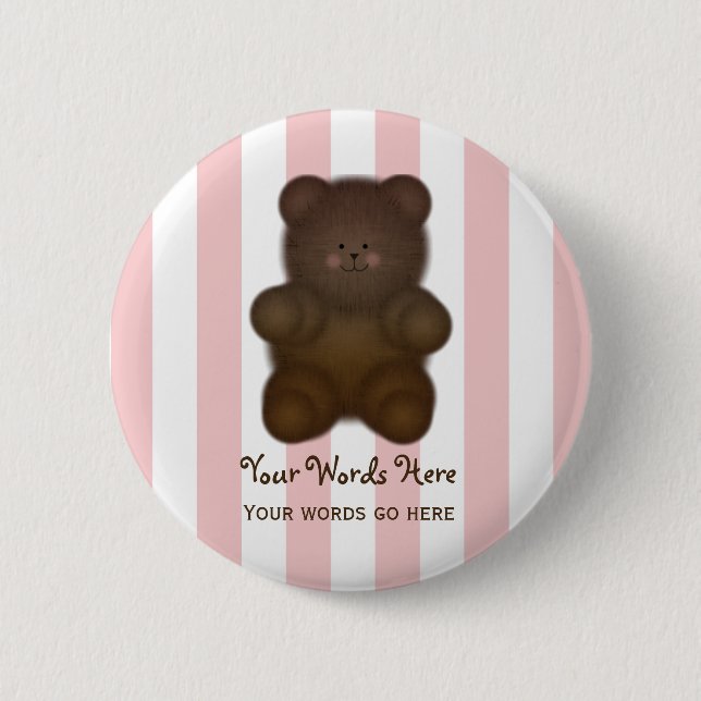 Personalized Message Teddy Bear Button (Front)