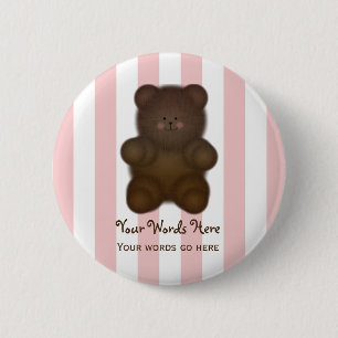 Personalized Message Teddy Bear Button