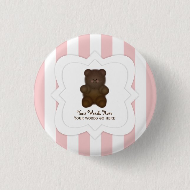 Personalized Message Teddy Bear Button (Front)