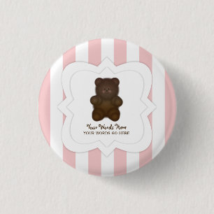 Personalized Message Teddy Bear Button