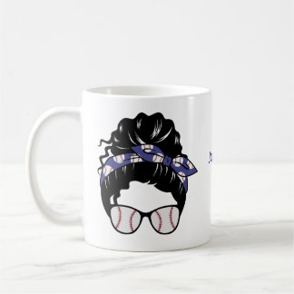 Personalized Messy Bun Baseball Mom Coffee Mug