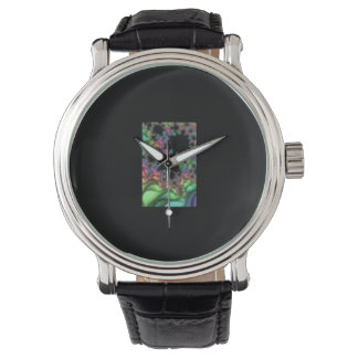 Personalized metal case watch and abstr art leathe