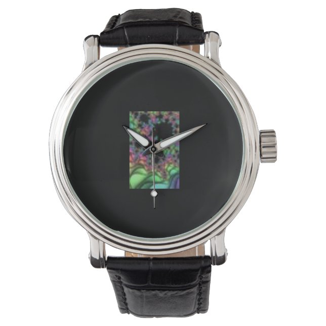 Personalized metal case watch and abstr art leathe (Front)
