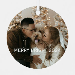 Personalized Metal Circle Ornament - Custom Photo