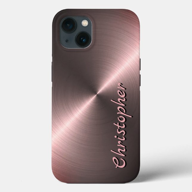 Personalized Metal titanium bronze Radial Texture Case-Mate iPhone Case (Back)
