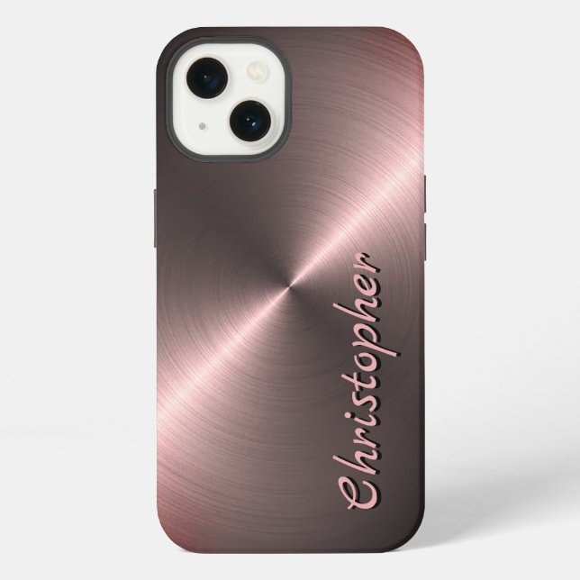 Personalized Metal titanium bronze Radial Texture iPhone Case (Back)