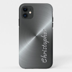 Personalized Metal titanium silver Radial Texture iPhone 11 Case
