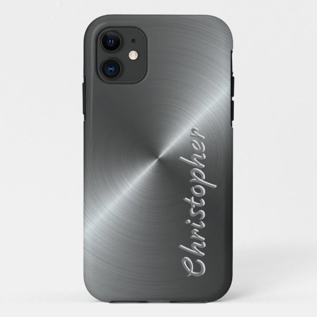 Personalized Metal titanium silver Radial Texture Case-Mate iPhone Case (Back)