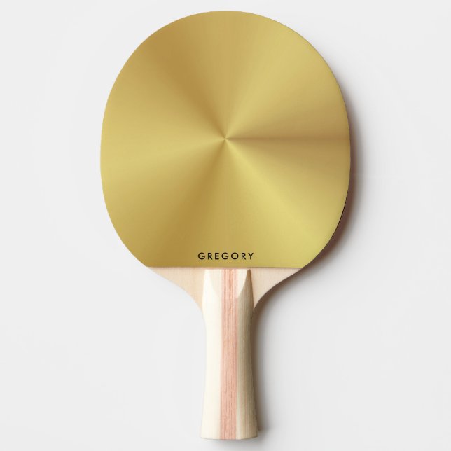Personalized metallic gold texture monogram ping pong paddle (Front)