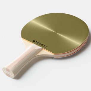 Personalized metallic gold texture monogram ping pong paddle