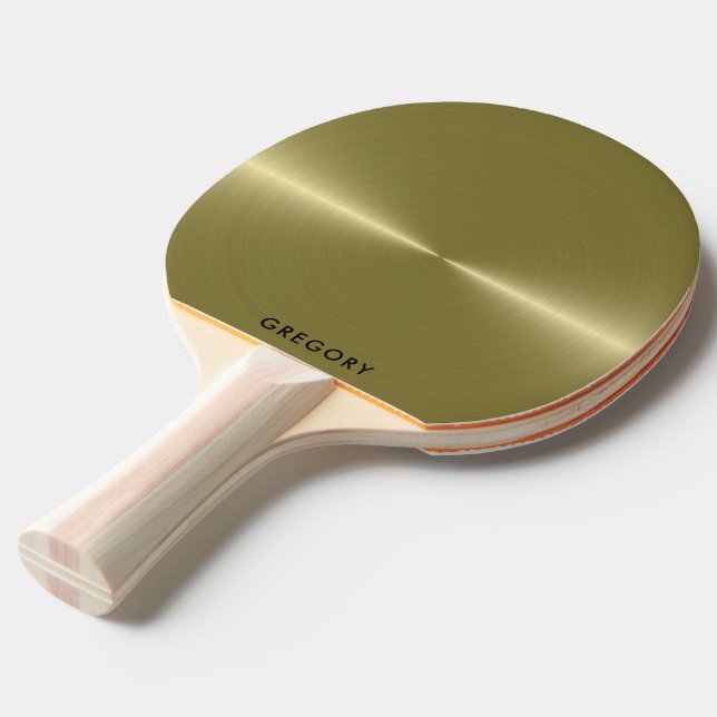 Personalized metallic gold texture monogram ping pong paddle (Back Angle)