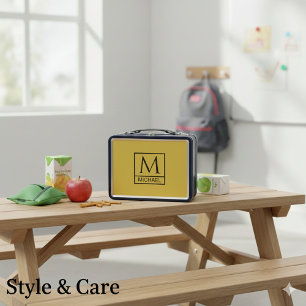 Personalized Metallic Gold with Initials & Name Metal Lunch Box