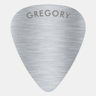 Personalized metallic grey texture monogram guitar pick