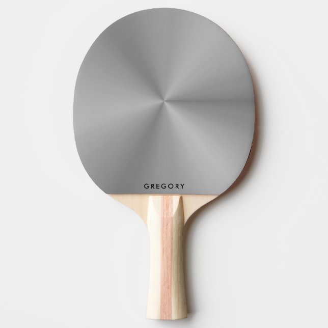 Personalized metallic grey texture monogram ping pong paddle (Front)