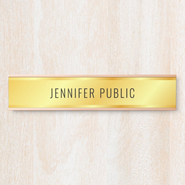 Personalized Metallic Look Faux Gold Door Sign (Front)