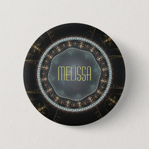 Personalized Metallic Ornate Steampunk Fractal 2 Inch Round Button
